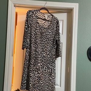 Chico's Black and Cream Animal Print Long Sleeve Dress